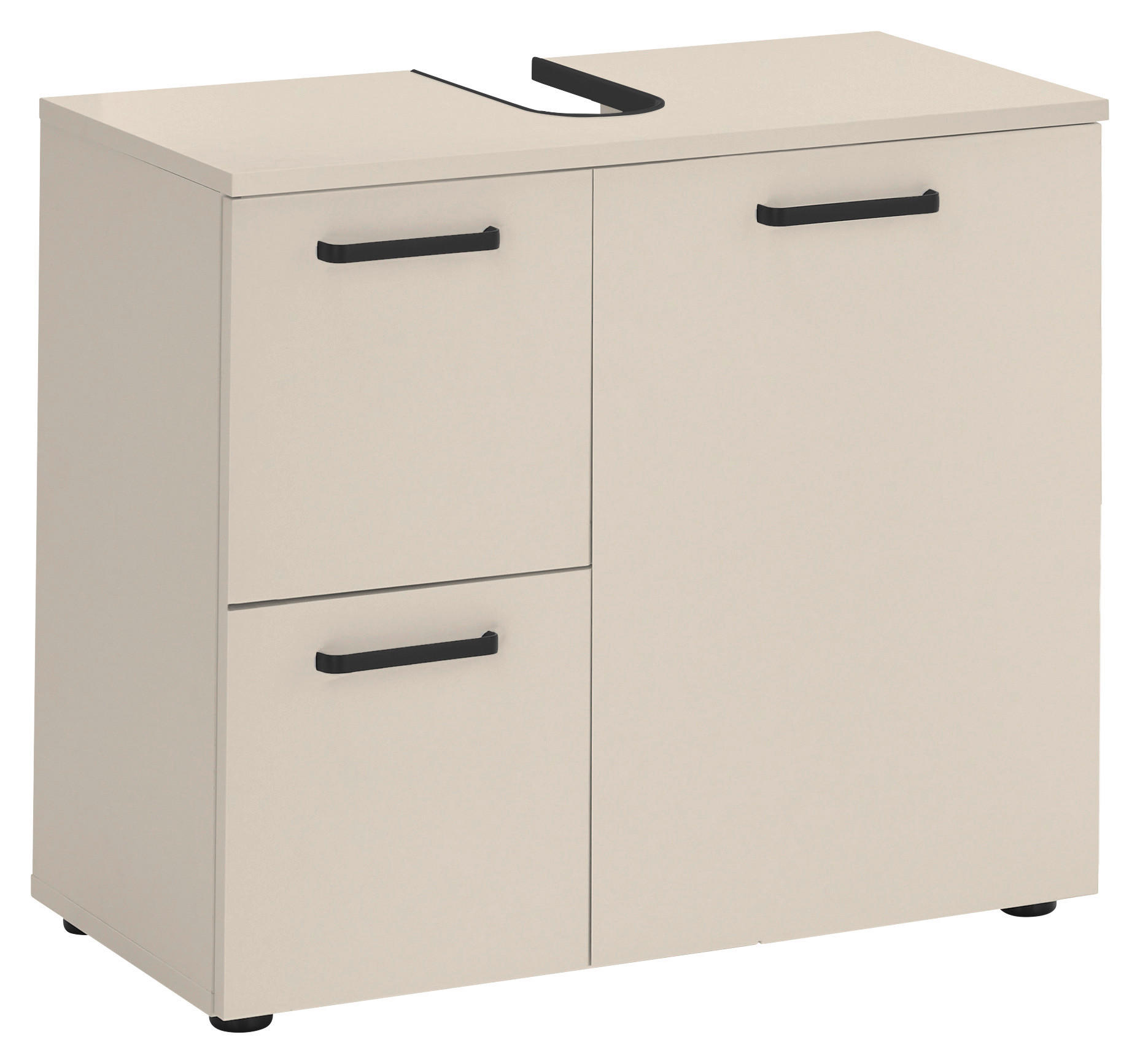 WASCHBECKENUNTERSCHRANK 70/60/35 cm  - Kaschmir/Schwarz, MODERN, Holzwerkstoff/Kunststoff (70/60/35cm) - MID.YOU