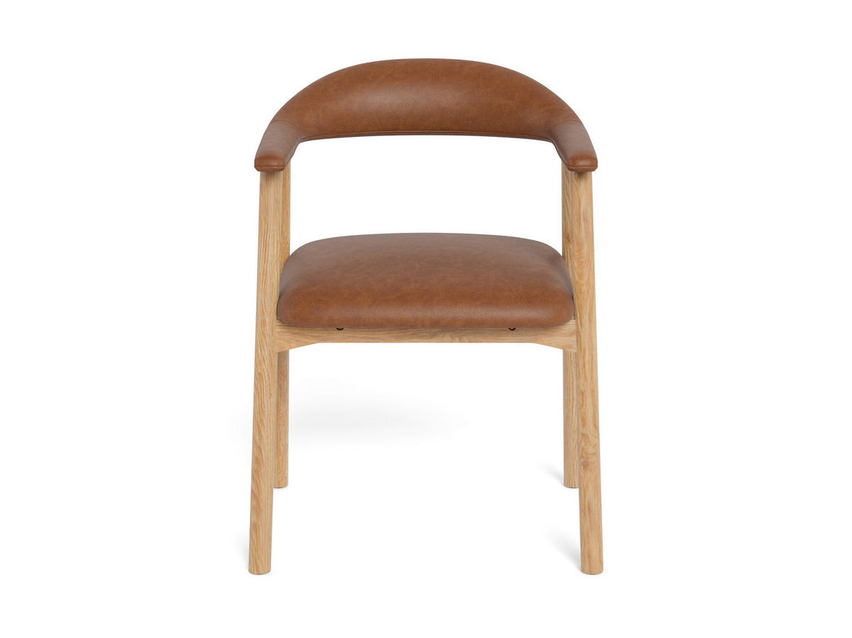 STOL MED ARMSTÖD   läderimitation  - cognacfärgad/ekfärgad, Trend, trä/plast (56/75,5/54cm) - MID.YOU