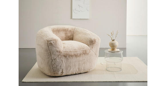 SESSEL in Teddystoff Creme  - Creme, KONVENTIONELL, Textil (115/80/110cm) - Carryhome