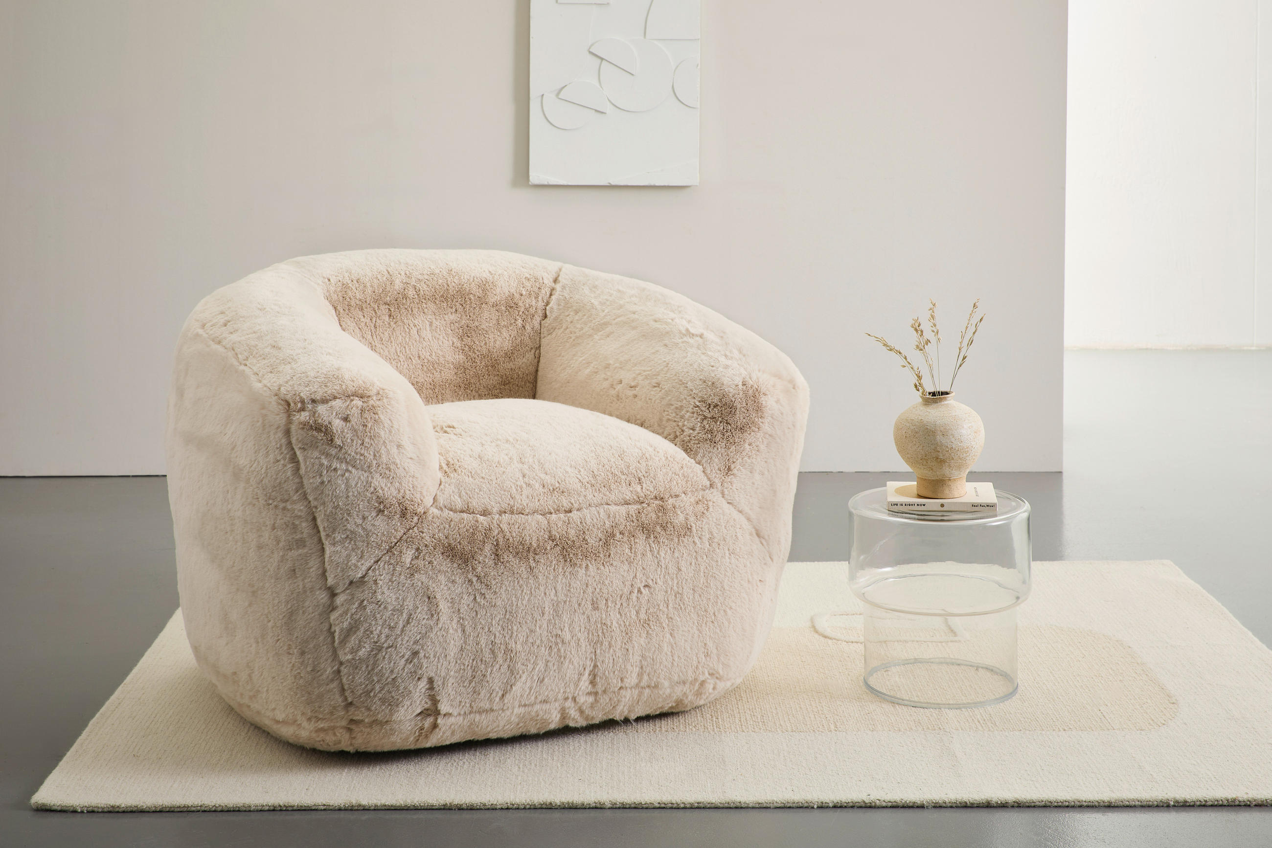 SESSEL in Teddystoff Creme  - Creme, KONVENTIONELL, Textil (115/80/110cm) - Carryhome