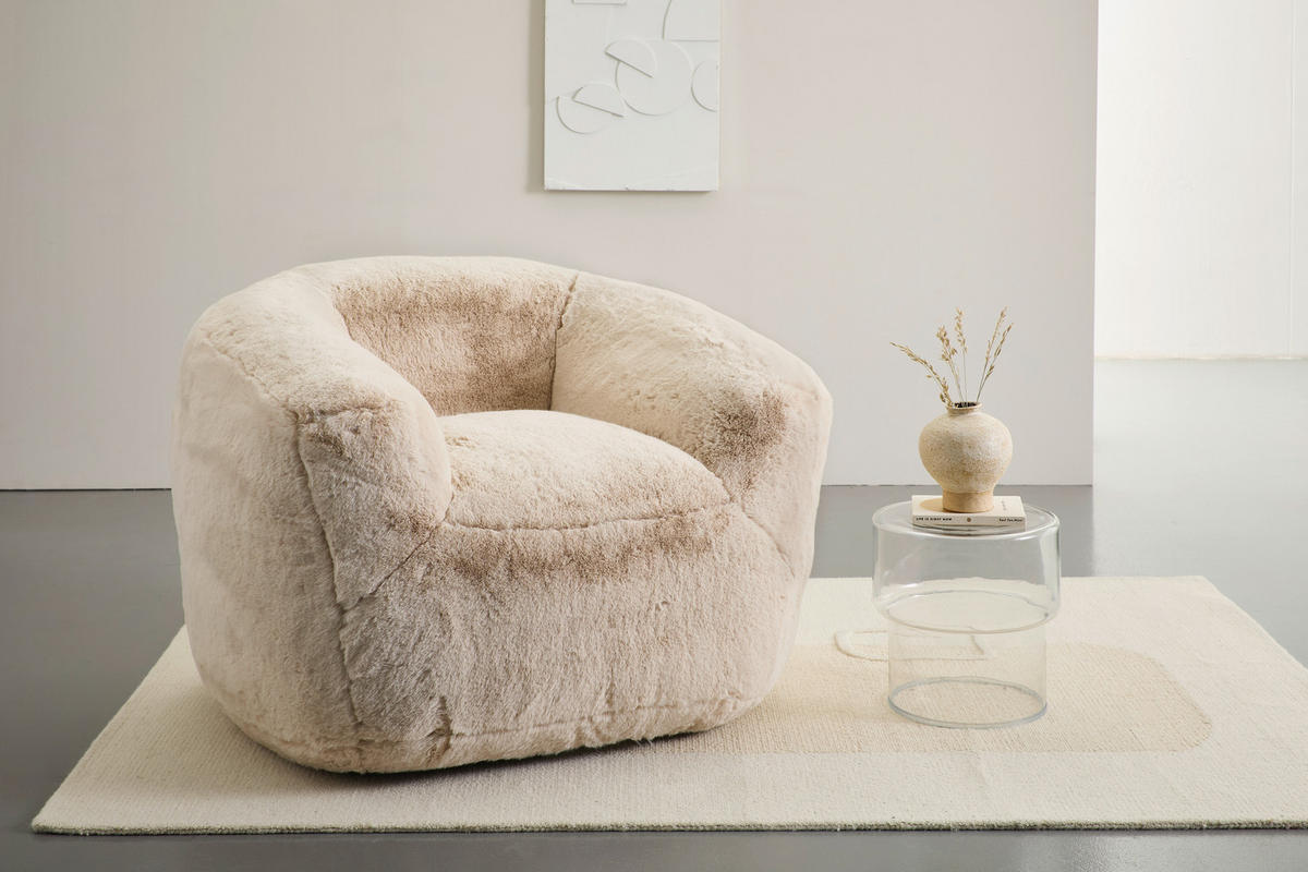 SESSEL in Teddystoff Creme  - Creme, KONVENTIONELL, Textil (115/80/110cm) - Carryhome