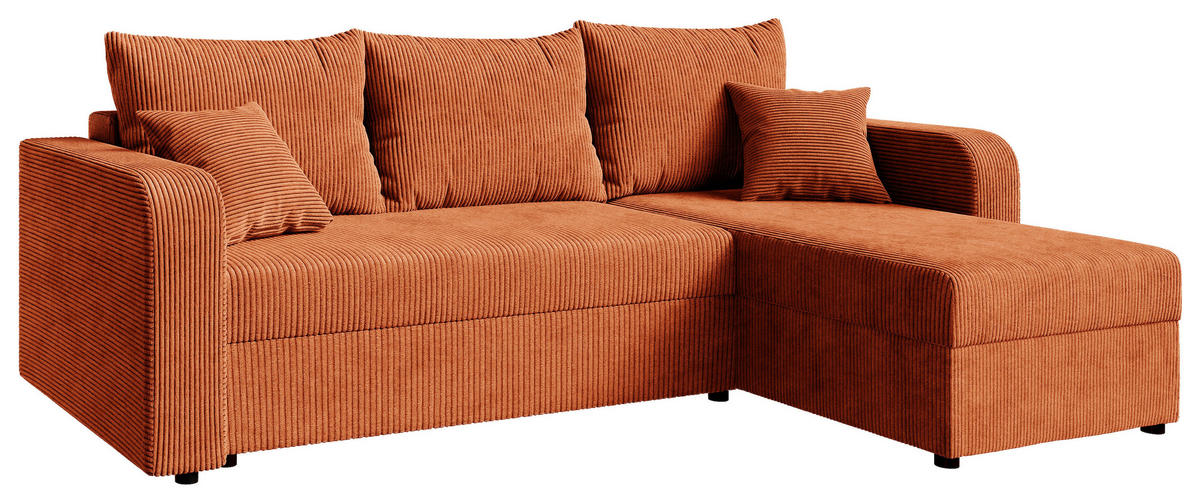 ECKSOFA Rostfarben Cord  - Rostfarben/Schwarz, KONVENTIONELL, Kunststoff/Textil (140/240cm) - Carryhome
