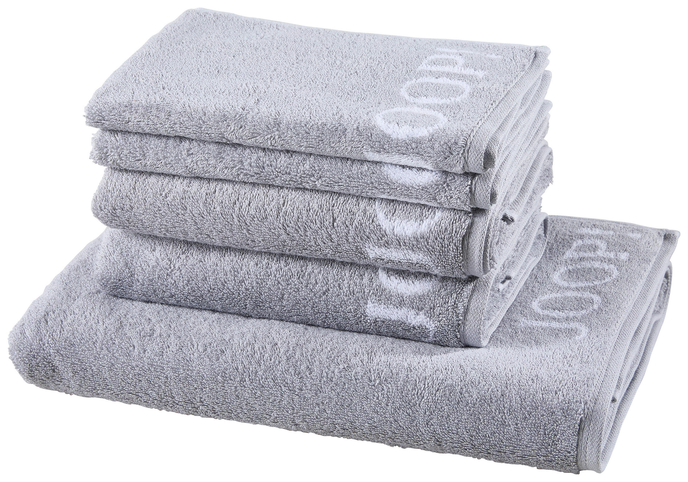 FROTTIERSET Grau, Silberfarben 5-teilig  - Silberfarben/Grau, Basics, Textil - Joop!