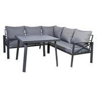 LOUNGEGARNITUR 4-teilig   131,5/77/72 cm Aluminium  - Anthrazit, Basics, Glas/Textil (131,5/77/72cm) - Gardenson