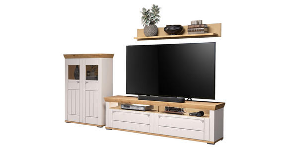 WOHNWAND  in Kaschmir, Eiche Artisan  306/192/53 cm  - Kaschmir/Eiche Artisan, ROMANTIK / LANDHAUS, Glas/Holzwerkstoff (306/192/53cm) - Landscape