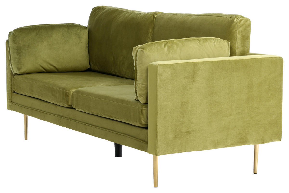 2-SITS SOFFA i metall, textil grön, guldfärgad  - grön/guldfärgad, Design, metall/textil (203/84/90cm) - Livetastic