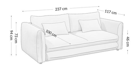 SCHLAFSOFA  mit Liegefunktion, Rücken echt Struktur Naturfarben  - Schwarz/Naturfarben, KONVENTIONELL, Kunststoff/Textil (237/94/117cm) - Carryhome