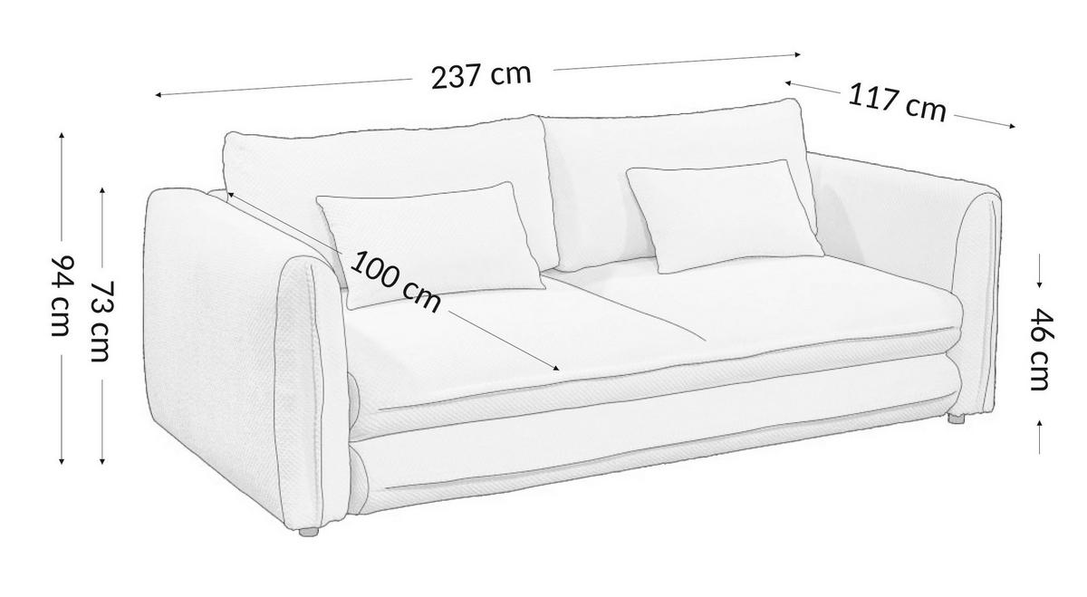 SCHLAFSOFA  mit Liegefunktion, Rücken echt Struktur Grau  - Schwarz/Grau, KONVENTIONELL, Kunststoff/Textil (237/94/117cm) - Carryhome