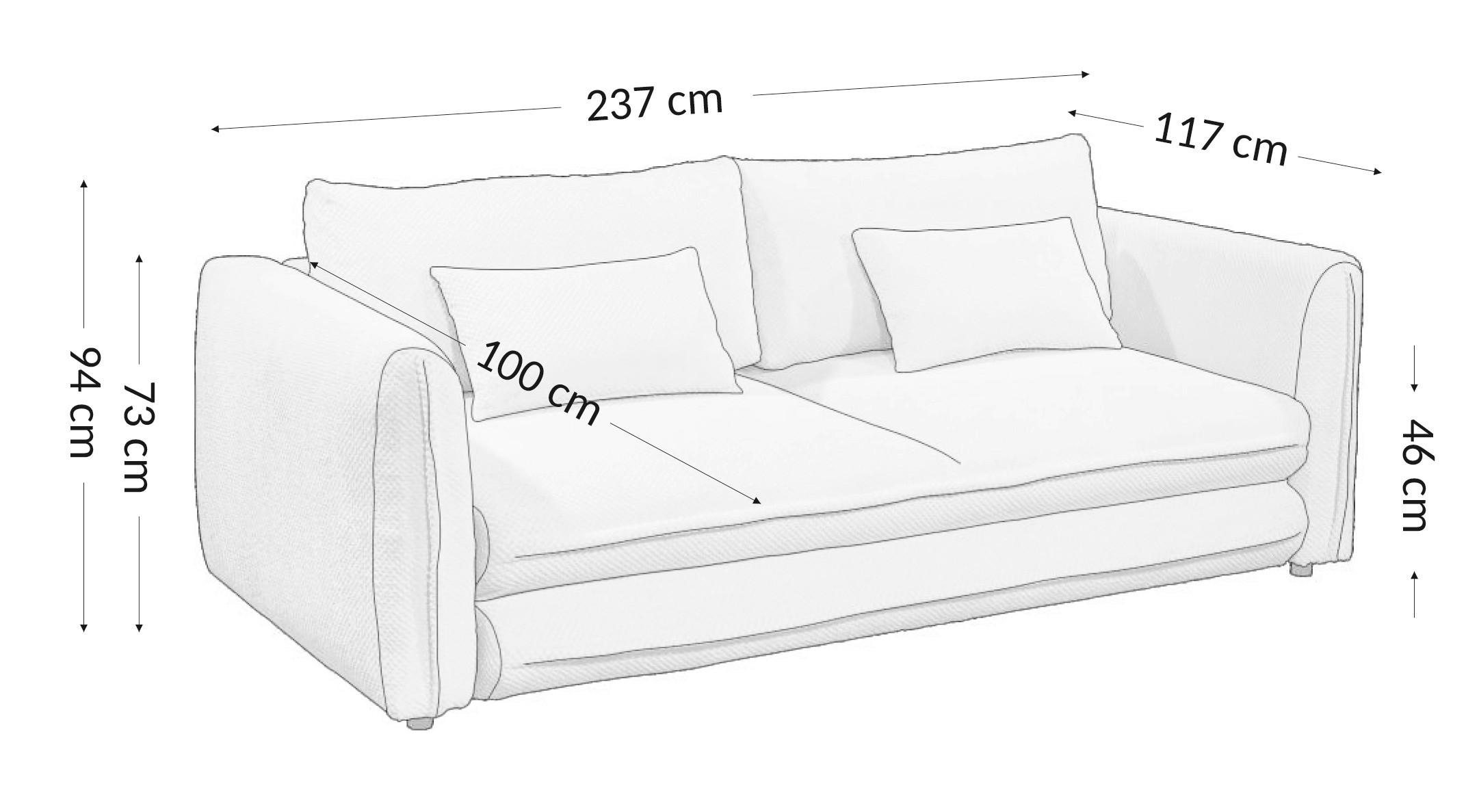 Thumbnail - Carryhome Schlafsofa, Blau, Textil, 4-Sitzer, Füllung: Schaumstoffflocken,Schaumstoffflocken, 237x94x117 cm, Liegefunkti...