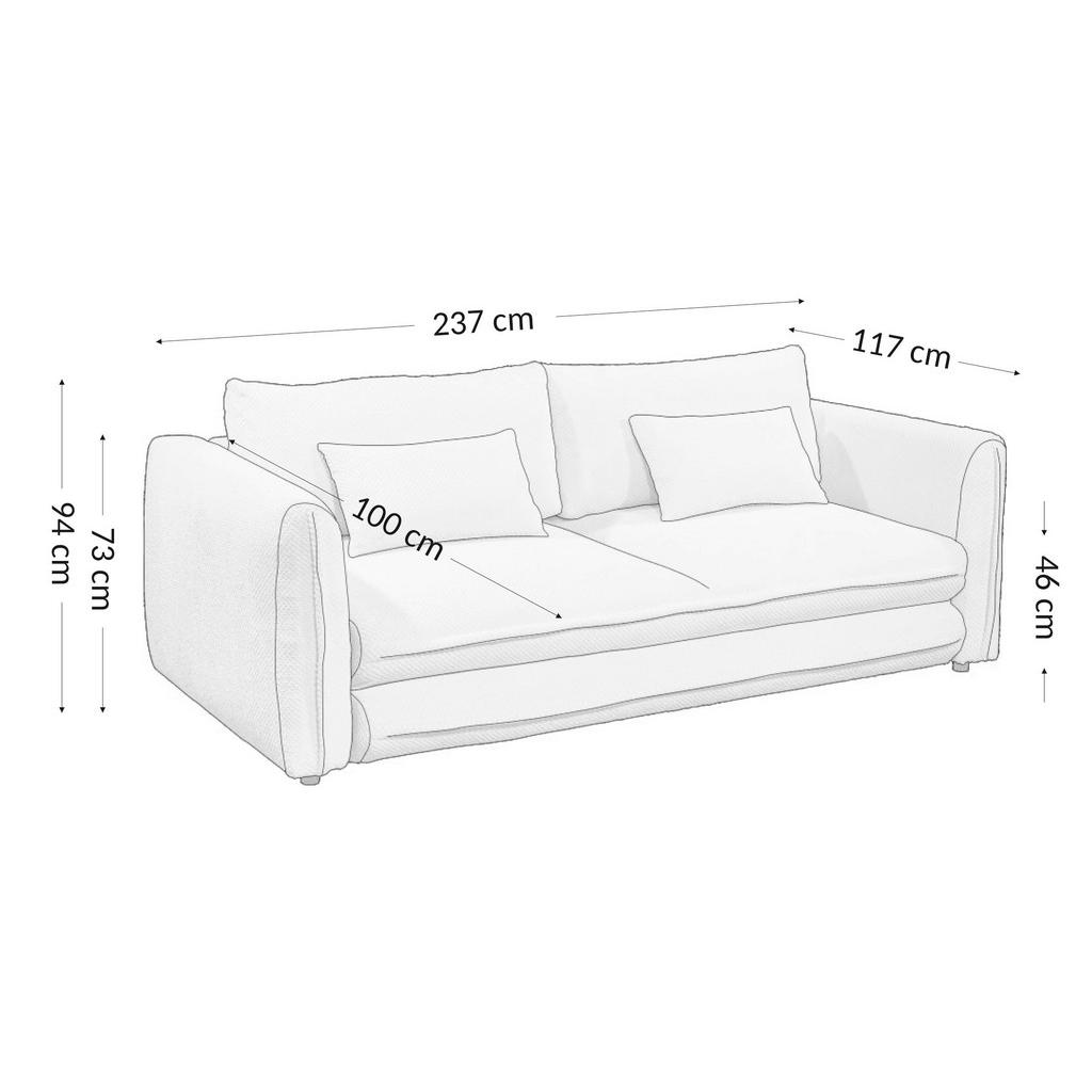 Thumbnail - Carryhome Schlafsofa, Olivgrün, Textil, 4-Sitzer, Füllung: Schaumstoffflocken,Schaumstoffflocken, 237x94x117 cm, Liegefu...