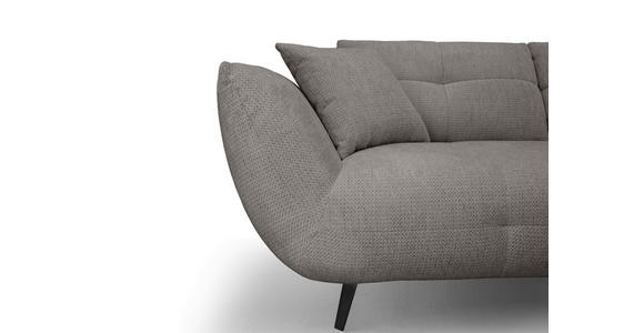 ECKSOFA Graubraun Chenille Armlehnenkissen, Rücken echt, Sitztiefenverstellung  - Graubraun/Schwarz, KONVENTIONELL, Textil/Metall (313/215cm) - Hom`in