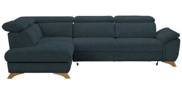 ECKSOFA MERCURY Blau Flachgewebe - Blau/Eichefarben, MODERN, Holz/Textil (212/287cm) - Valnatura