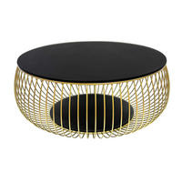 COUCHTISCH Klarglas 86/86/35 cm rund Schwarz, Goldfarben  - Goldfarben/Schwarz, Design, Glas/Metall (86/86/35cm) - Livetastic
