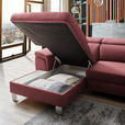 ECKSOFA in Webstoff Hellrot  - Hellrot/Silberfarben, Design, Textil/Metall (167/250cm) - Xora