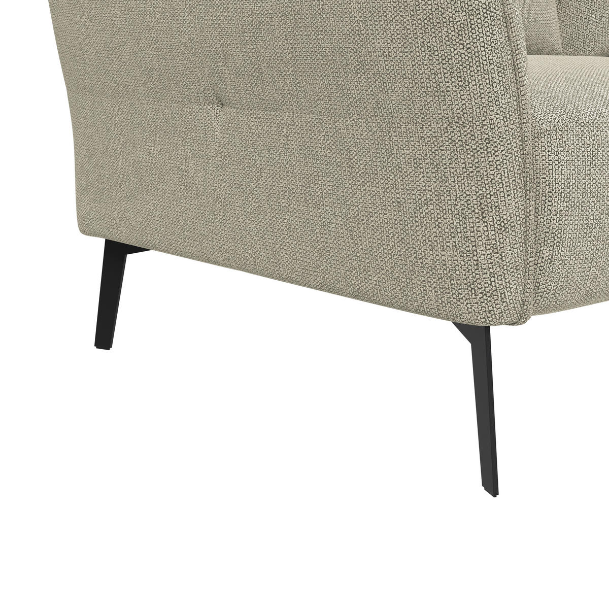 3-SITZER-SOFA Chenille Beige  - Beige/Schwarz, Konventionell, Textil/Metall (184/90/92cm) - Elegando