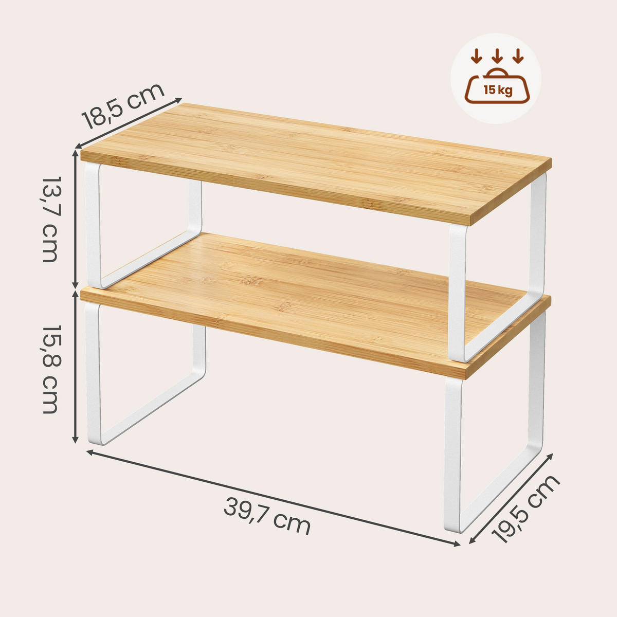 KÜCHENREGAL 39,7/15,8/19,5 cm  in Eichefarben  - Eichefarben, Basics, Holz/Metall (39,7/15,8/19,5cm)