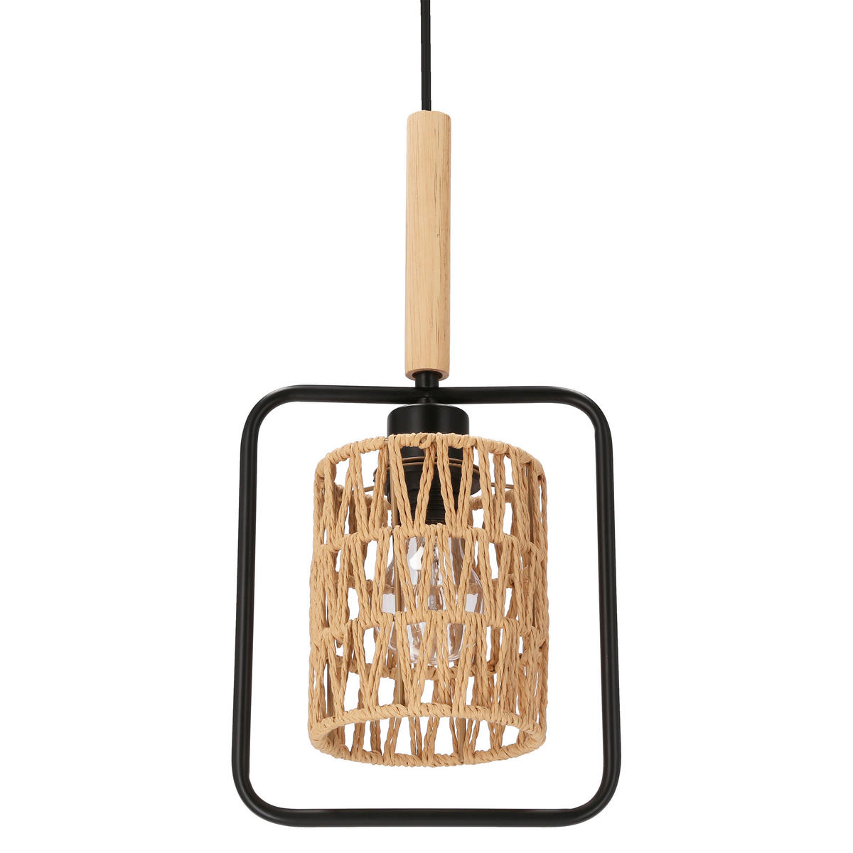 PENDELLAMPA Crown 20/12/110 cm  - beige/svart, Natur, metall/textil (20/12/110cm)