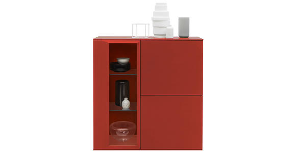 HIGHBOARD Rot - Rot, Design, Glas/Holzwerkstoff (105/127/37cm) - Dieter Knoll