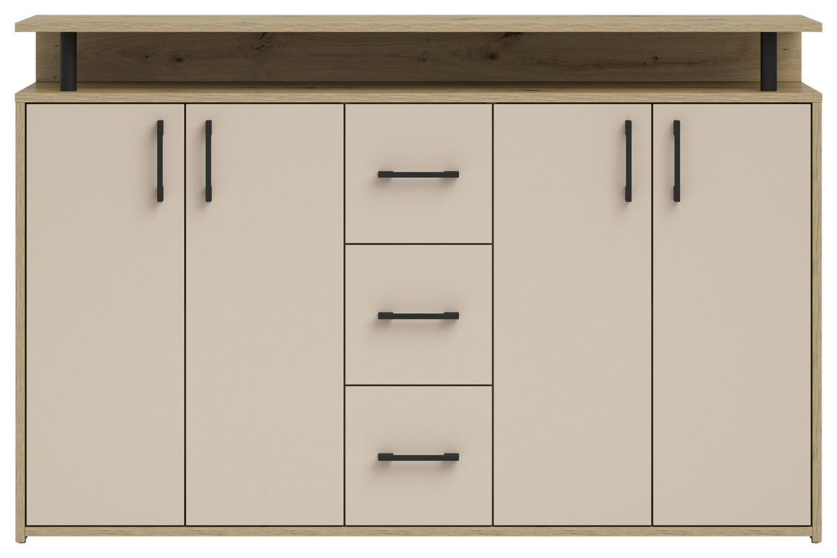 KOMODA S VRATIMA - kašmir/crna, Konvencionalno, pločasti materijal/plastika (139/90/34cm) - Carryhome