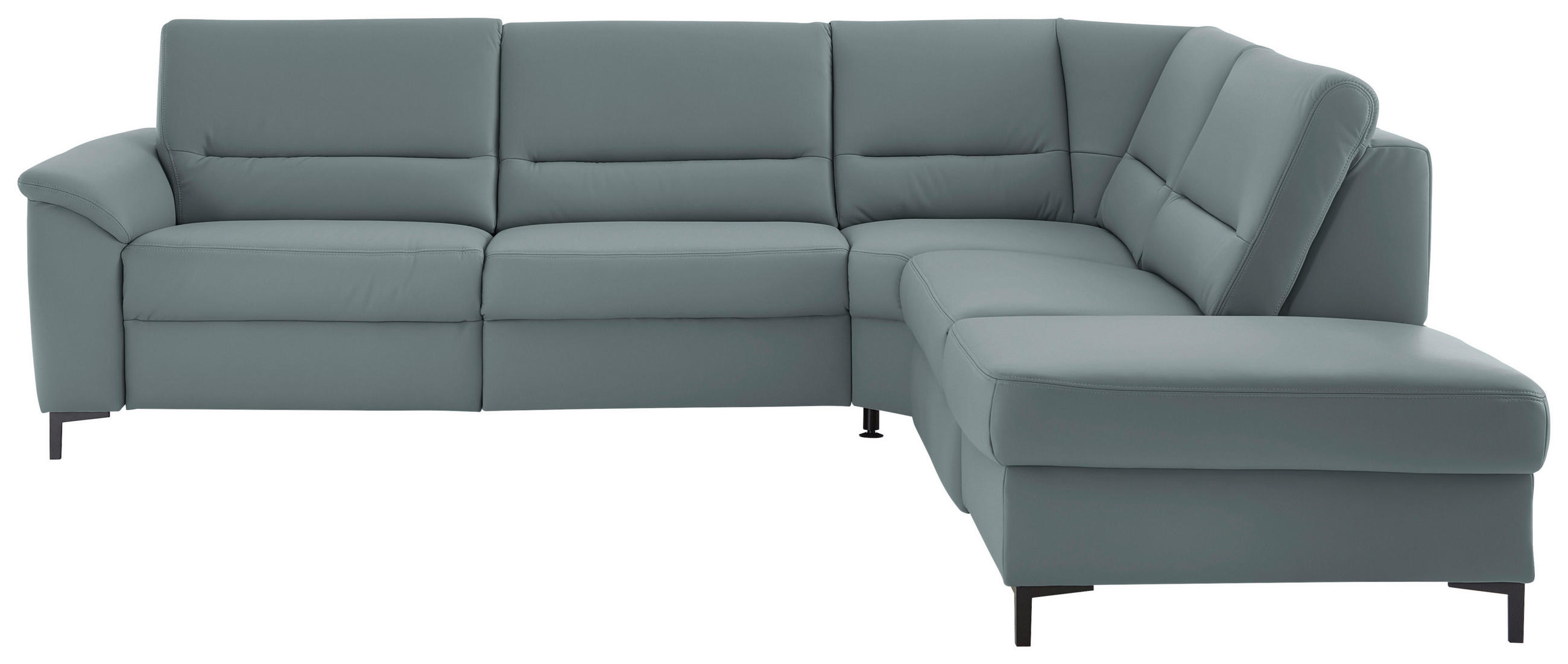ECKSOFA  in Echtleder Blaugrau  290/249 cm  - Blaugrau/Schwarz, KONVENTIONELL, Leder/Metall (290/249cm) - Beldomo Premium