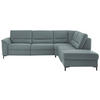 ECKSOFA Echtleder Blaugrau  - Blaugrau/Schwarz, Konventionell, Leder/Metall (290/249cm) - Beldomo Premium