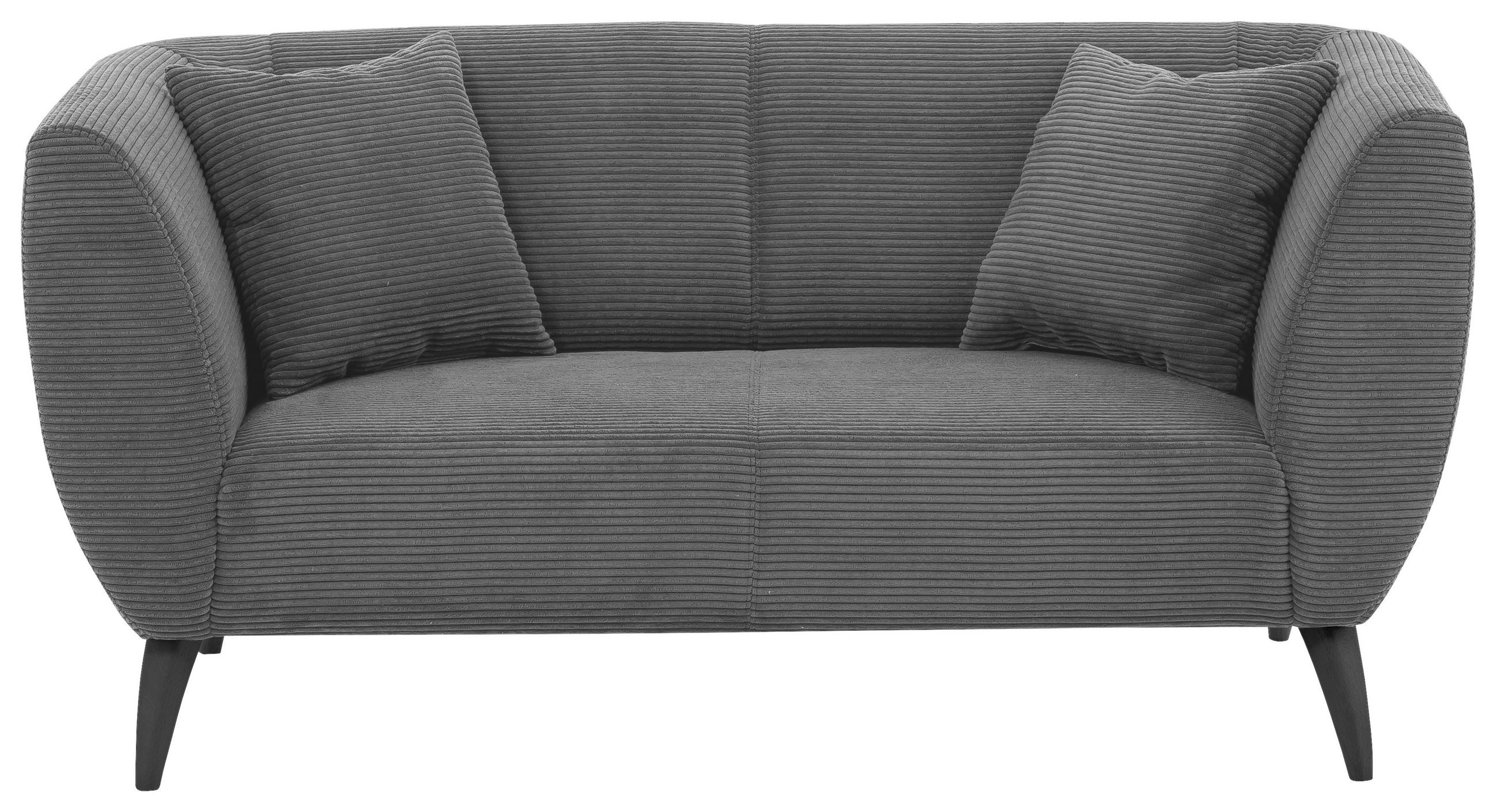 2-SITZER-SOFA Cord Grau  - Schwarz/Grau, MODERN, Holz/Textil (172/83/88cm) - MID.YOU