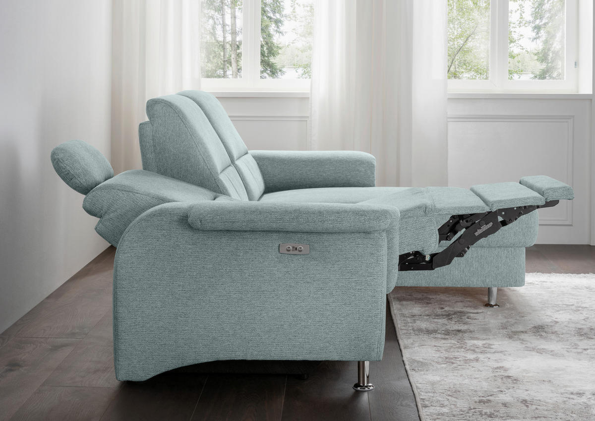 ECKSOFA in Chenille Blau  - Chromfarben/Blau, Modern, Textil/Metall (231/165cm) - Livetastic