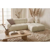 ECKSOFA VENTO in Struktur Beige  255/175 cm  - Beige/Schwarz, Design, Holz/Holzwerkstoff (255/175cm) - MID.YOU