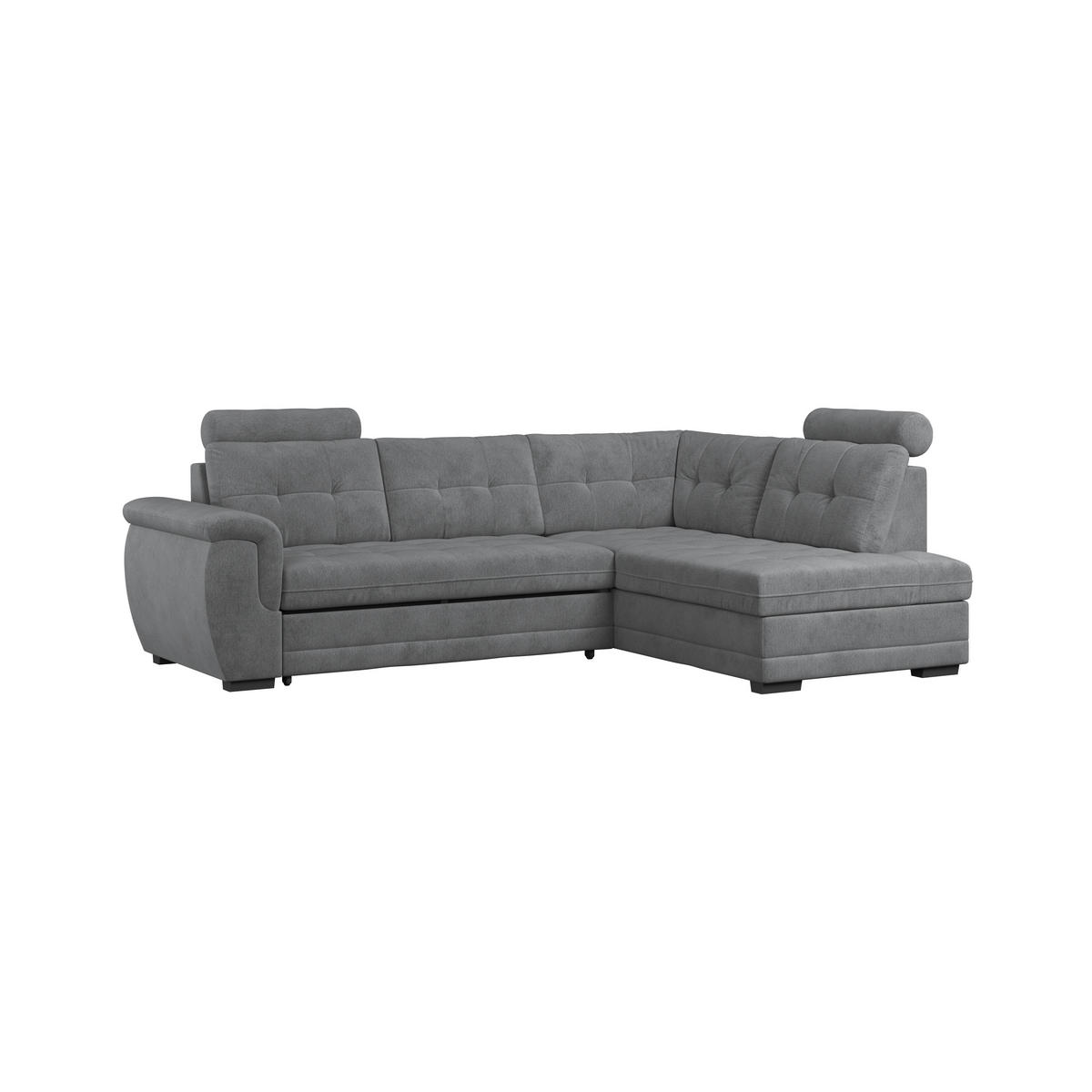 ECKSOFA FALCO NEW Anthrazit Mikrofaser, Struktur Bettkasten, Kopfstütze  - Anthrazit/Schwarz, KONVENTIONELL, Kunststoff/Textil (251/183cm) - MID.YOU