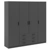 KLEIDERSCHRANK Grau  - Dunkelgrau/Schwarz, Basics, Holzwerkstoff/Metall (195,5/200,4/49,6cm) - MID.YOU