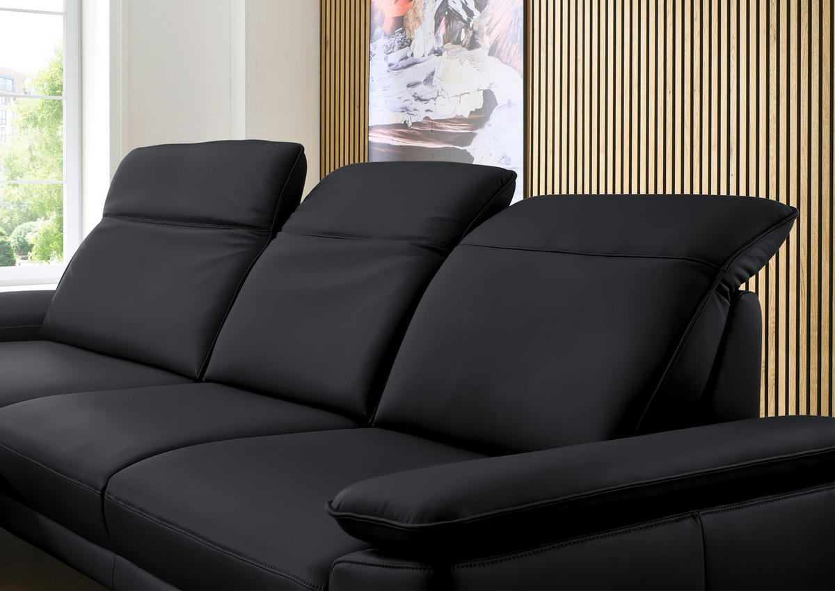 ECKSOFA in Echtleder Anthrazit  - Anthrazit/Schwarz, Design, Leder/Metall (193/332cm) - Dieter Knoll