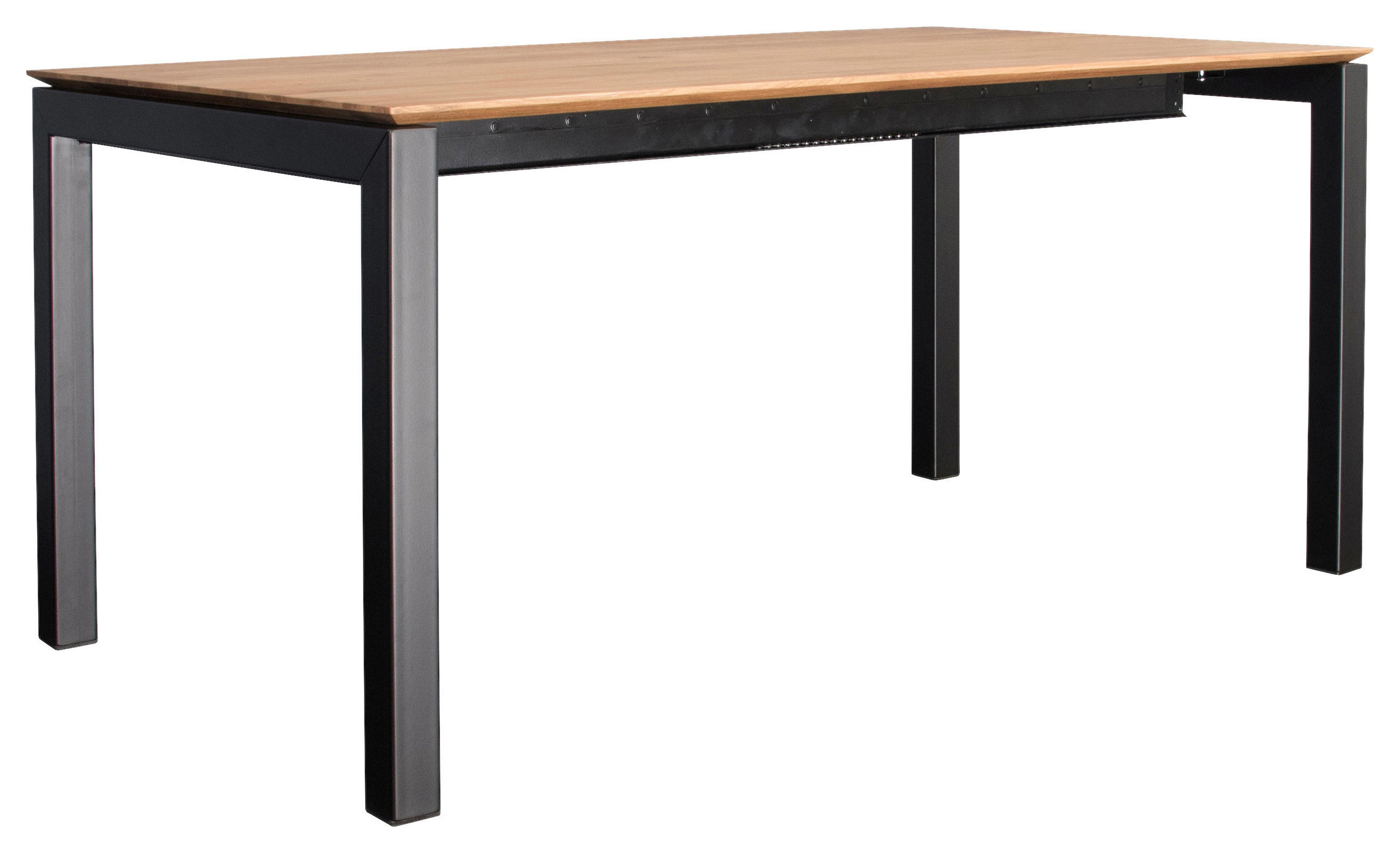 ESSTISCH in Holz, Metall 160-220/90/75 cm  - Eichefarben/Schwarz, Konventionell, Holz/Metall (160-220/90/75cm)