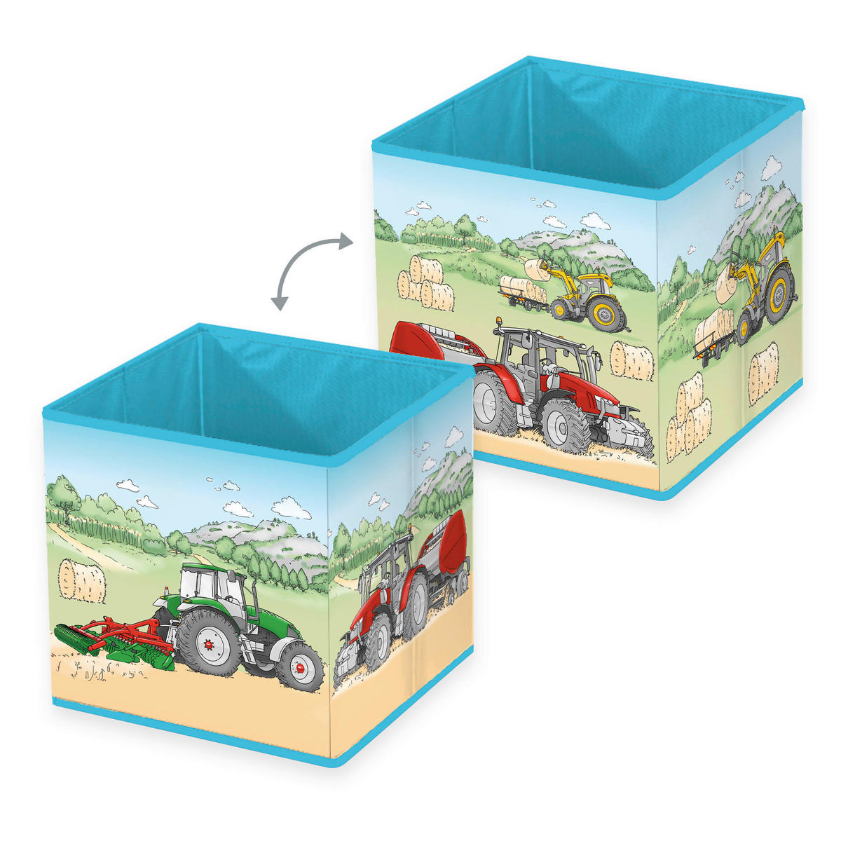 AUFBEWAHRUNGSBOX Traktor  - Multicolor/Hellgrün, Basics, Textil (30/30/30cm) - Herding