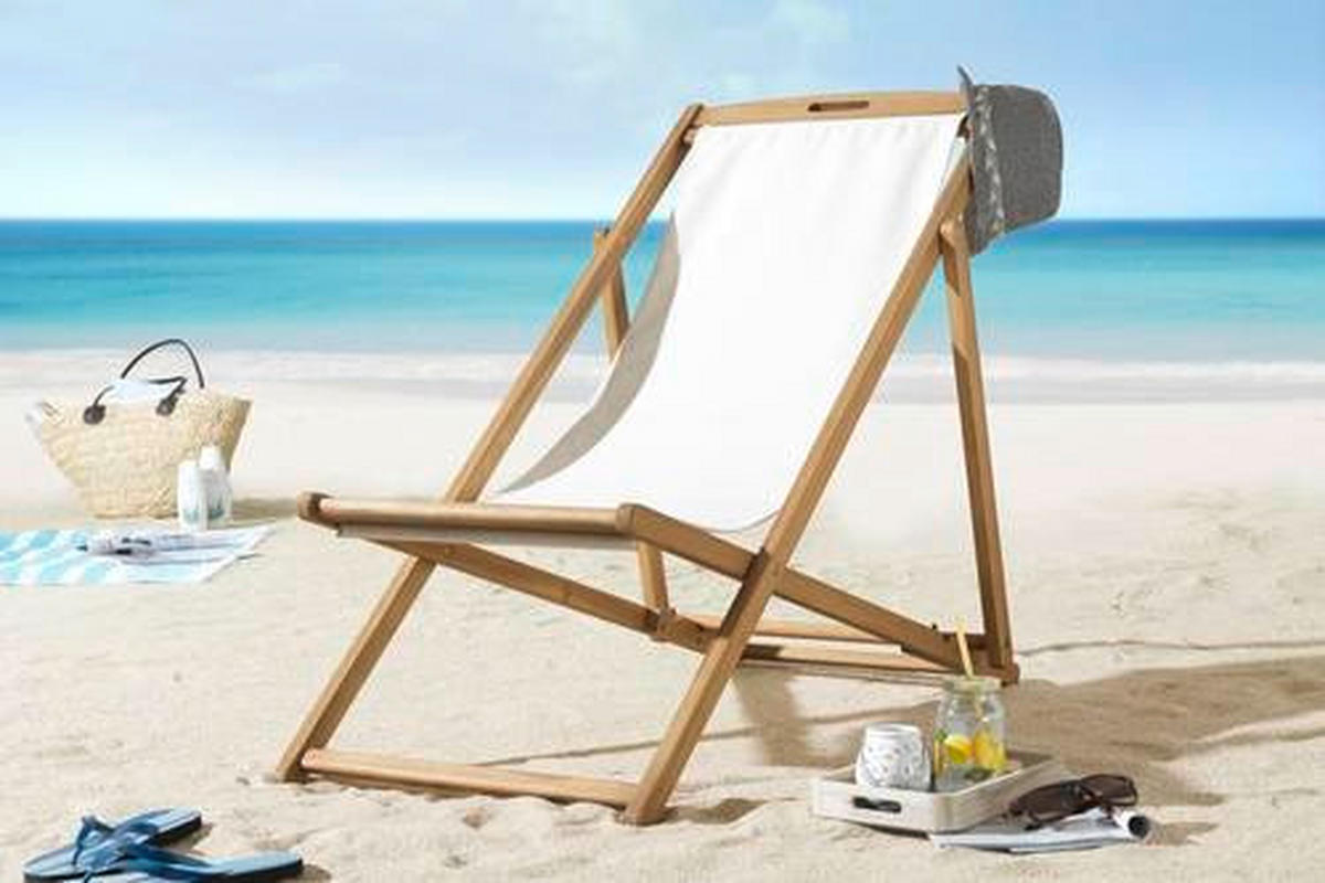 FOTELJA ZA PLAŽU  boje bagrema, bež  drvo, tekstil      - boje bagrema/bež, Romantično / ladanjski, drvo/tekstil (57/89,5/101,5cm) - Ambia Garden