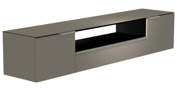 LOWBOARD Grau, Alufarben  - Alufarben/Grau, Design, Glas/Holzwerkstoff (210/41/45cm) - Moderano