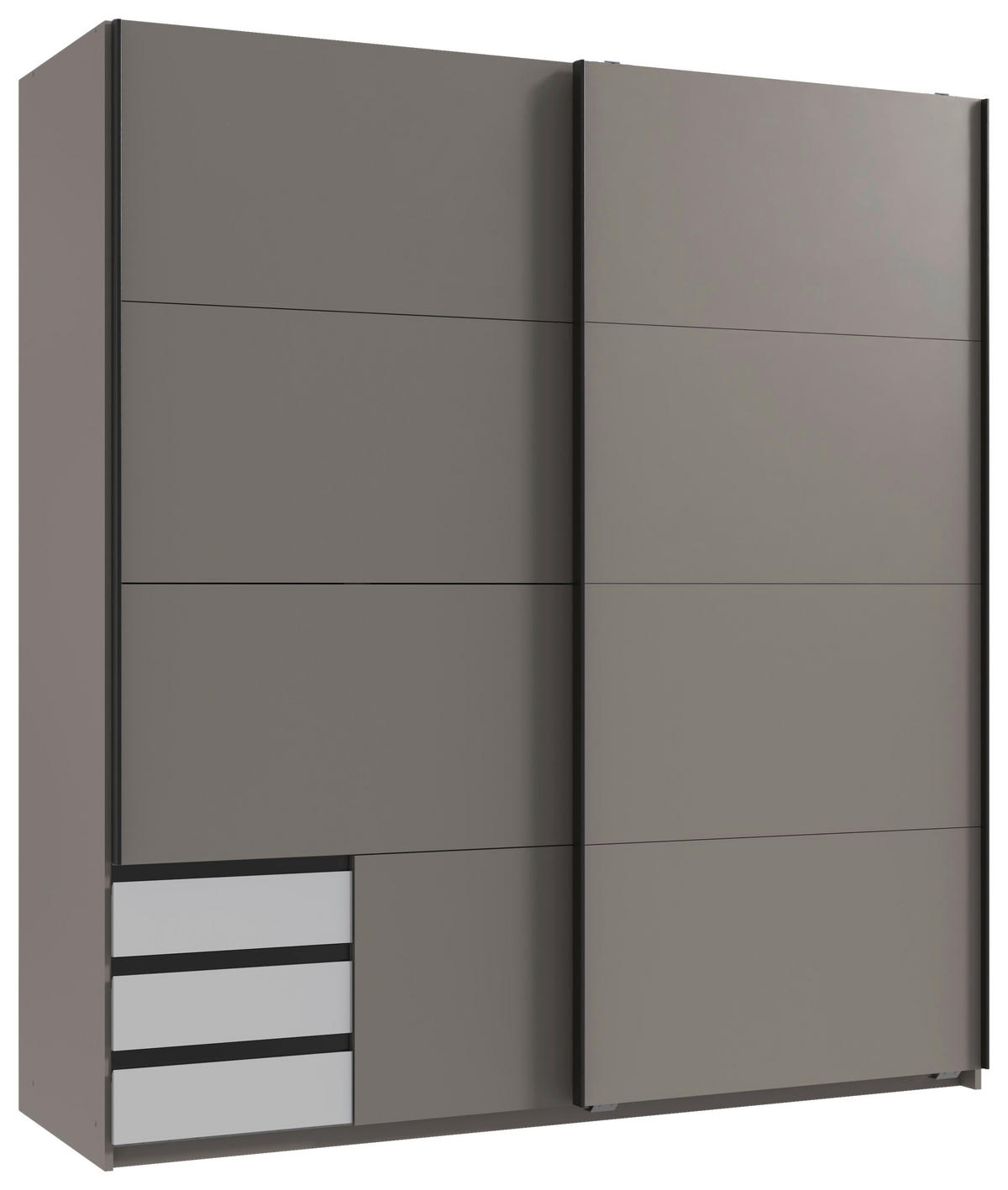 SCHWEBETÜRENSCHRANK  in Grau, Weiß, Sahara  - Schwarz/Weiß, Design, Holzwerkstoff/Metall (179/198/65cm) - Carryhome