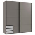 SCHWEBETÜRENSCHRANK  in Grau, Weiß, Sahara  - Schwarz/Weiß, Design, Holzwerkstoff/Metall (179/198/65cm) - Carryhome