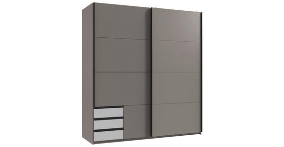 SCHWEBETÜRENSCHRANK  in Grau, Weiß, Sahara  - Schwarz/Weiß, Design, Holzwerkstoff/Metall (179/198/65cm) - Carryhome