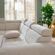 ECKSOFA inkl. Funktionen Weiß Samt  - Weiß, Natur, Holz/Textil (206/261cm) - Venda
