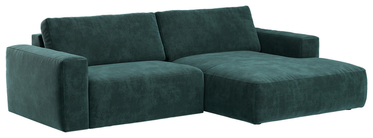 ECKSOFA in Mikrofaser Grün  283/175 cm  - Schwarz/Grün, MODERN, Kunststoff/Textil (283/175cm) - MID.YOU