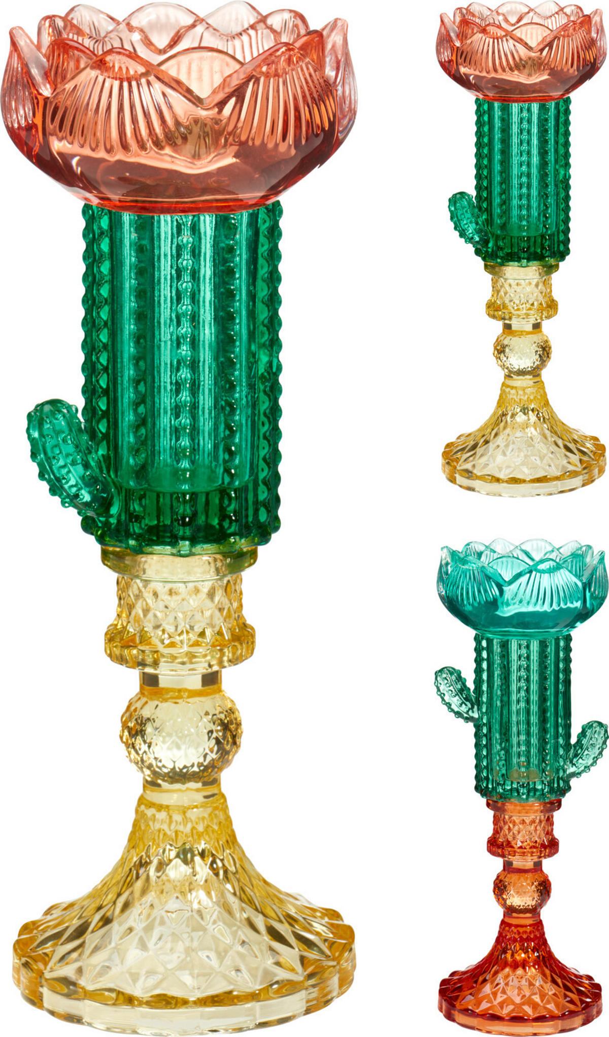 TEELICHTHALTER - Blau/Dunkelgrün, Design, Glas (8/22/8cm)