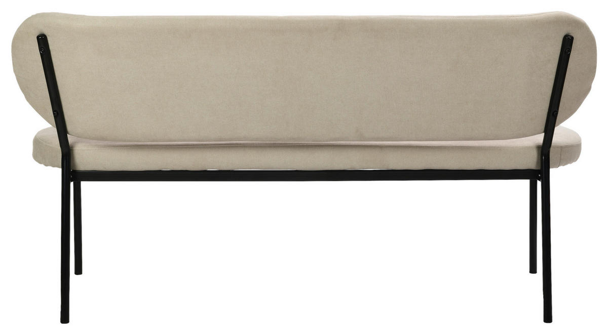 SITZBANK in Metall, Textil Schwarz, Taupe  - Taupe/Schwarz, Design, Textil/Metall (160/82/62cm) - MID.YOU