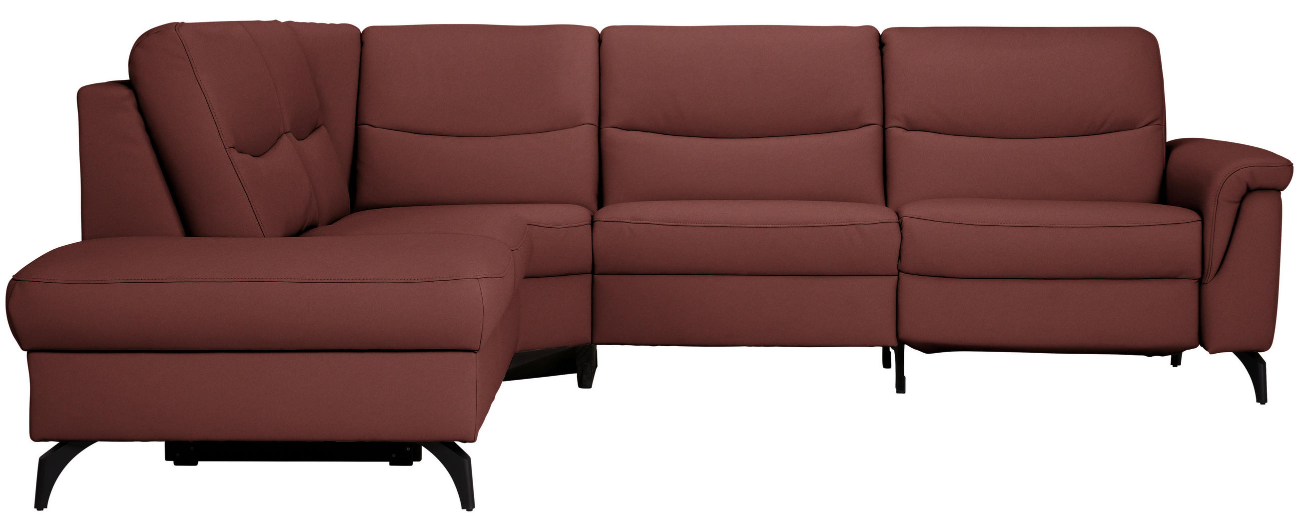ECKSOFA  in Echtleder Rotbraun  249/280 cm  - Rotbraun/Anthrazit, Design, Leder/Metall (249/280cm) - Himolla Komfortklass