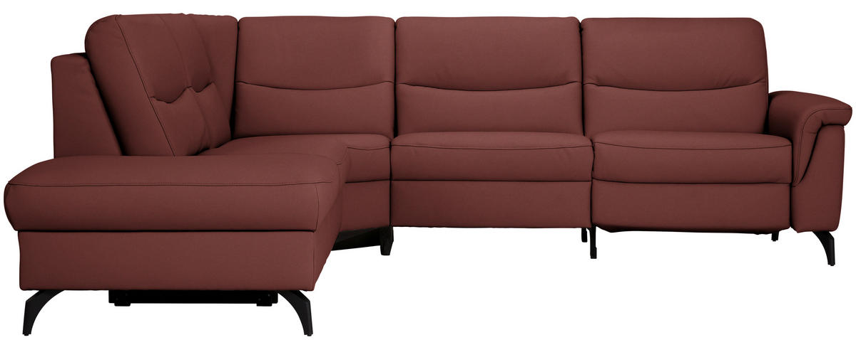 ECKSOFA  in Echtleder Rotbraun  249/280 cm  - Rotbraun/Anthrazit, Design, Leder/Metall (249/280cm) - Himolla Komfortklass