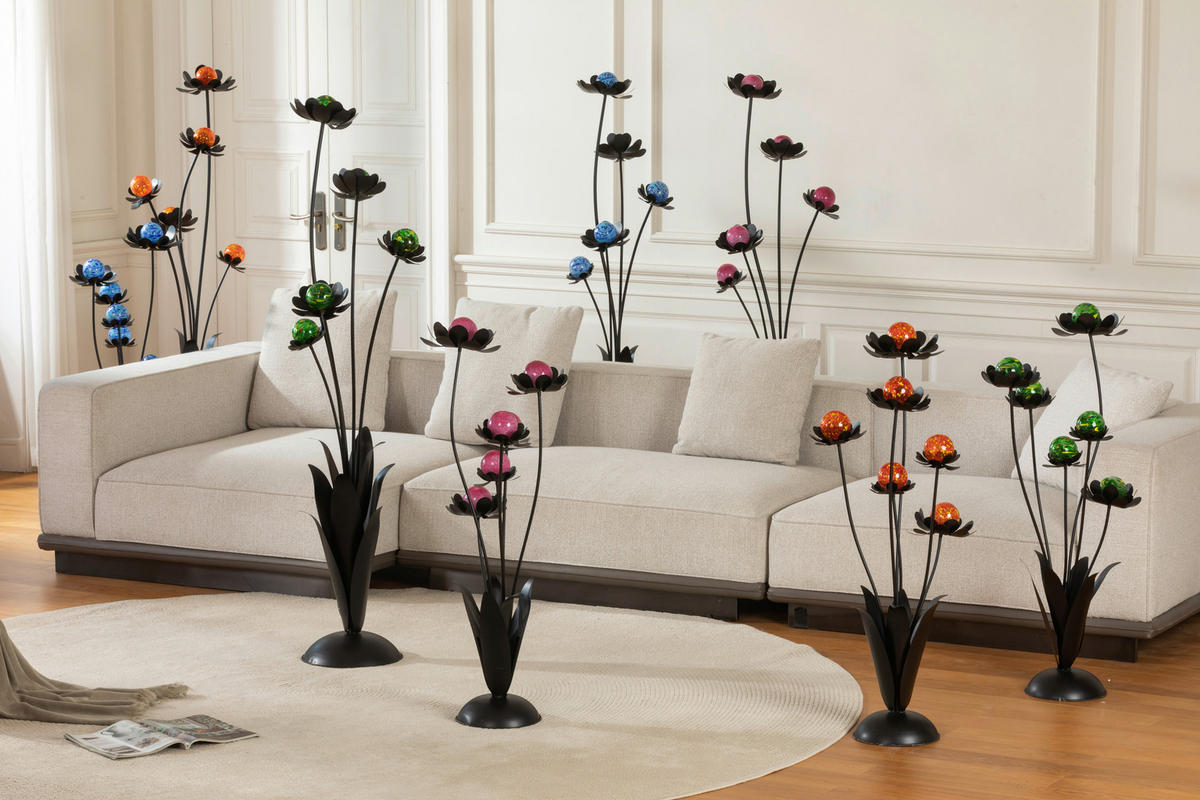 DEKORAČNÍ KVĚTINA - černá/zelená, Basics, kov/sklo (42/109/32cm) - Ambia Home
