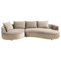 BIGSOFA in Samt Beige  - Beige/Schwarz, Design, Kunststoff/Textil (154/82/322cm) - home24