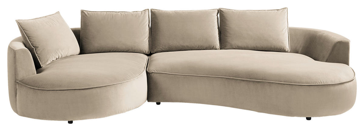 BIGSOFA in Samt Beige  - Beige/Schwarz, Design, Kunststoff/Textil (154/82/322cm) - home24