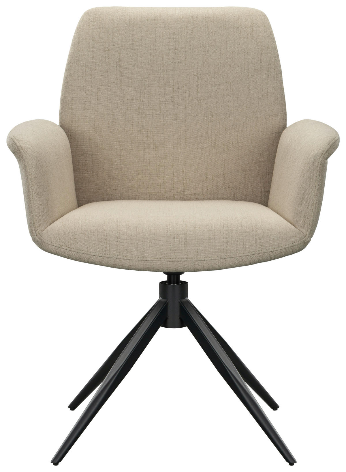 ARMLEHNSTUHL  Sitzfläche 360° drehbar, automatische Rückholfunktion Mikrofaser  Schwarz, Beige  - Beige/Schwarz, Design, Textil/Metall (66/89/64,5cm) - Novel