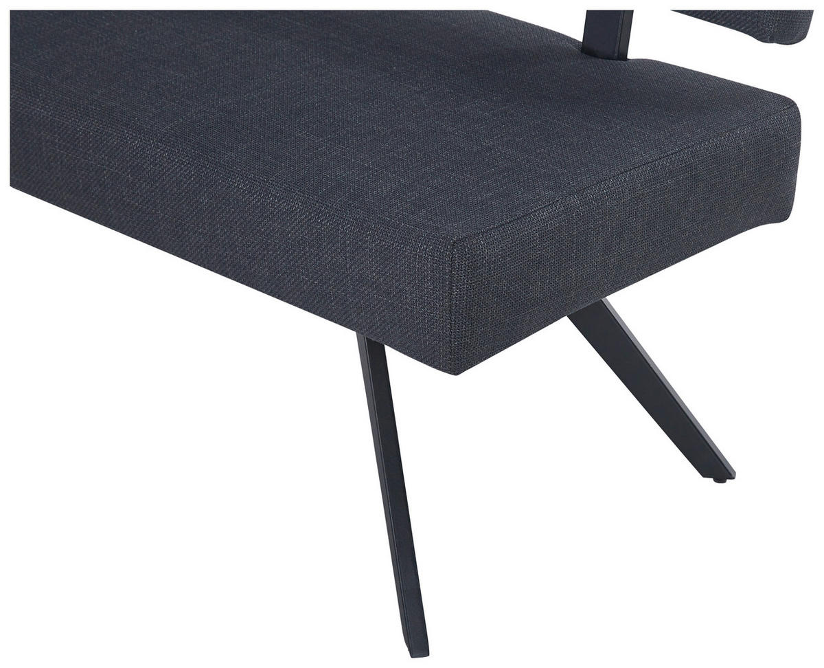 ECKBANK 190/150 cm Leinenoptik Dunkelgrau   - Dunkelgrau/Schwarz, KONVENTIONELL, Textil/Metall (190/150cm) - MID.YOU