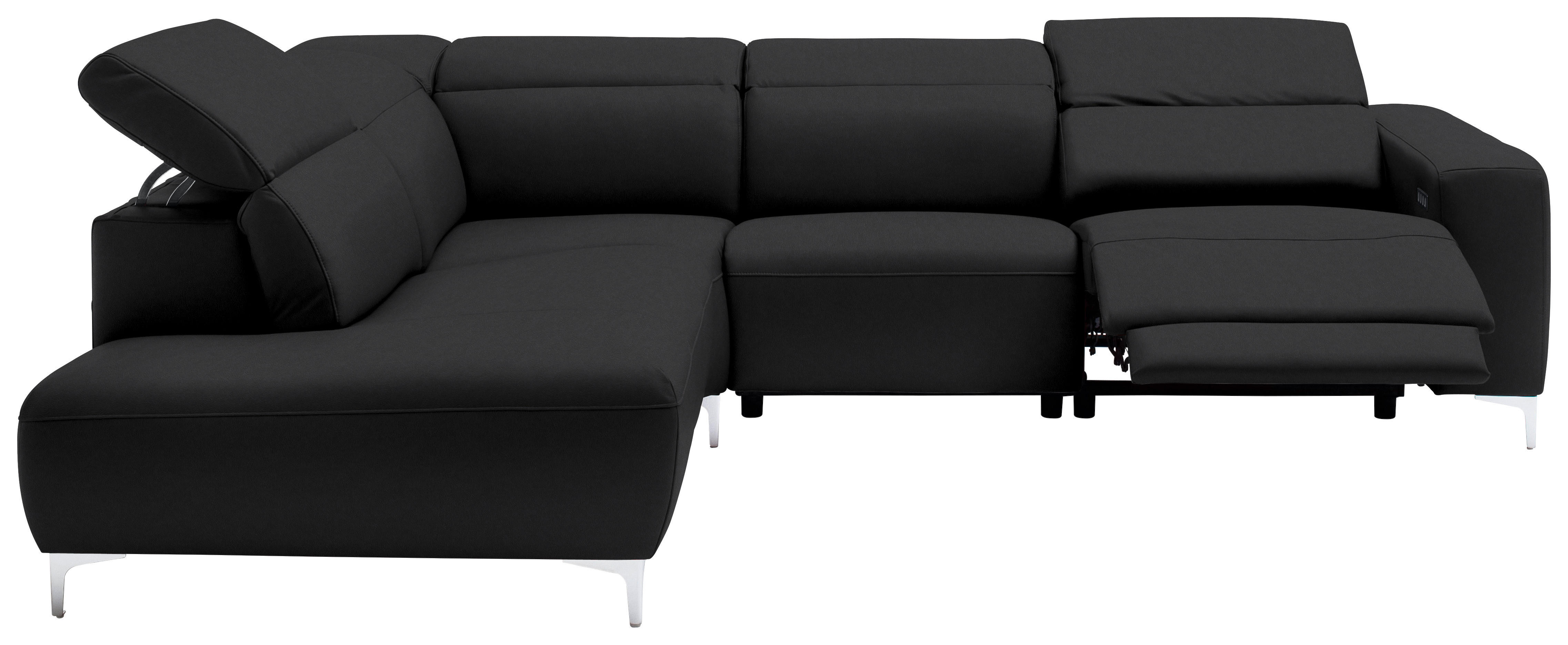 Freisteller von Pure Home Lifestyle ECKSOFA Schwarz Echtleder.